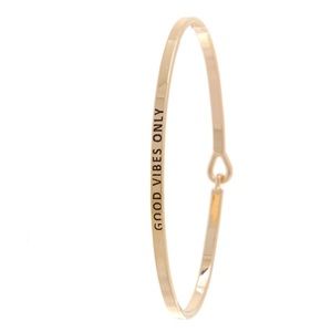 GOLD GOOD VIBES ONLY INSPIRATION BANGLE BRACELET nwt